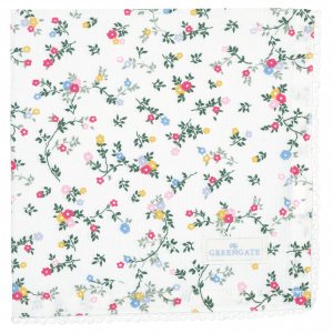 GreenGate Baumwolle Stoffserviette mit Spitze Leona white (40 x 40 cm)