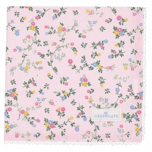 GreenGate Cotton Napkin with lace Leona pale pink (40 x 40 cm)