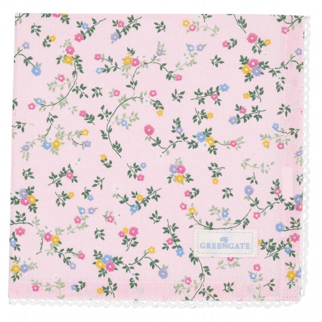 GreenGate Katoenen Servet met kanten randje Leona lichtroze (40 x 40 cm) - Klik op de afbeelding om het venster te sluiten