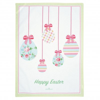 GreenGate Geschirrtuch (Tea towel) piece printed Alma Easter white (50 x 70 cm)