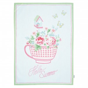 GreenGate Tea towel piece printed Alma summer white (50 x 70 cm)
