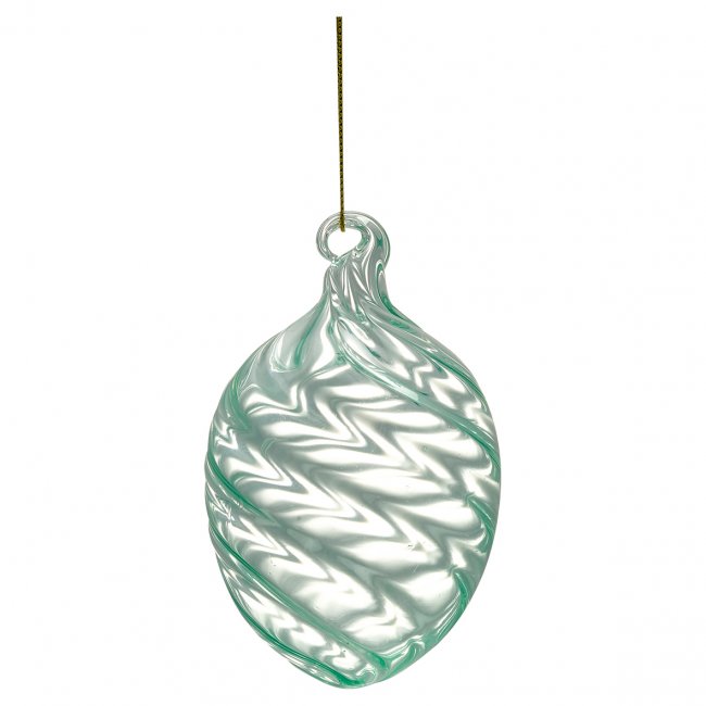 GreenGate Egg Ornament Swirl Wide Green - Click Image to Close