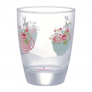 GreenGate Wasserglas Alma flowers white (300 ml)