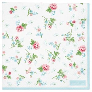 GreenGate Paper Napkin Alma petit white large (20 pcs.) 33x33 cm