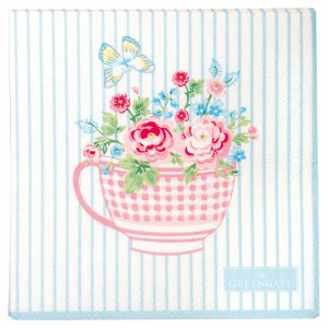 GreenGate Papieren servetten Alma bloemen wit klein (20 pcs.) 25x25cm