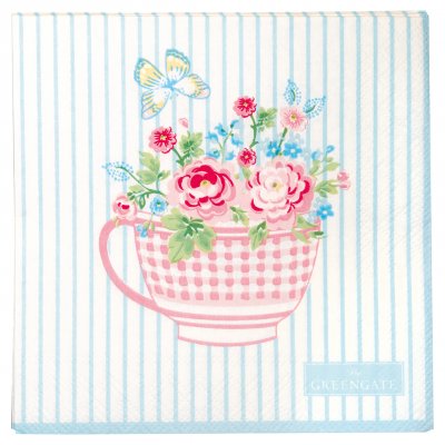 GreenGate Papierservietten Alma flowers white small (20 Stück) 25x25cm