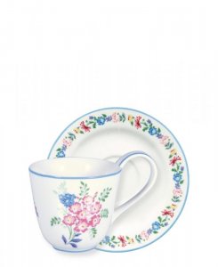 GreenGate Tasse mit Untertasse (Cup & saucer) Elina white (270 ml)