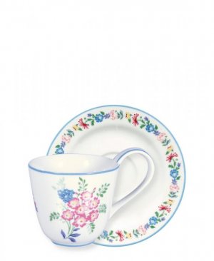 GreenGate Tasse mit Untertasse (Cup & saucer) Elina white (270 ml)