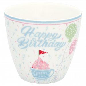 GreenGate Latte cup (Becher) Alma birthday white 9x10 cm (350 ml)