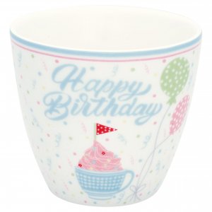 GreenGate Latte cup Alma birthday white 9x10 cm (350 ml)