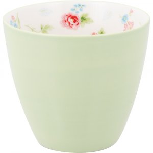 GreenGate Latte cup (Beker) pale green Alma petit inside 9x10 cm (350 ml) - Limited Edition