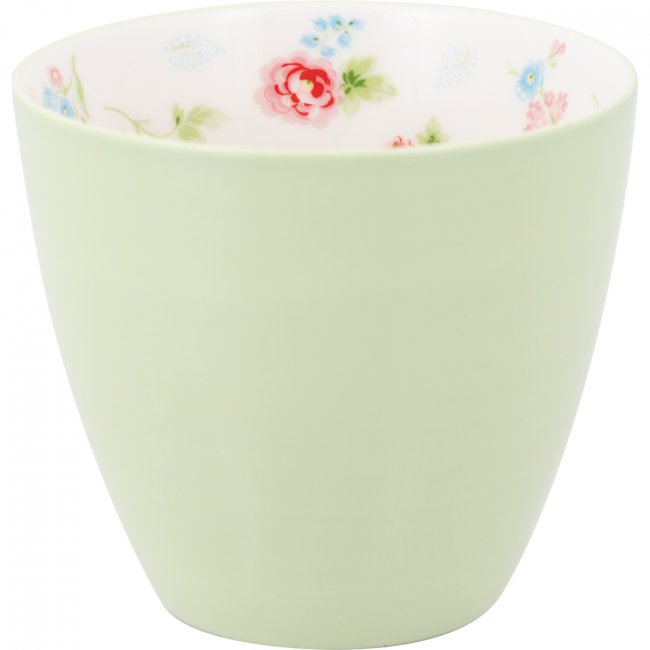 GreenGate Latte cup (Beker) pale green Alma petit inside 9x10 cm (350 ml) - Limited Edition - Klik op de afbeelding om het venster te sluiten