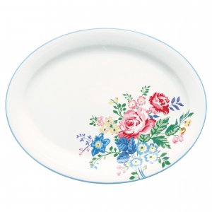 GreenGate Oval serving plate Elina white (25.5 x 33 cm)