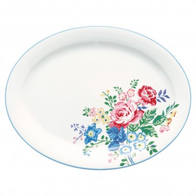 GreenGate Ovale Servierplatte (Serving plate) Elina white (25.5 x 33 cm)