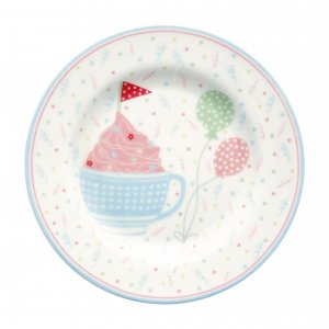 GreenGate Small plate Alma birthday white (Ø15 cm