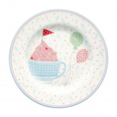 GreenGate Gebaksbordje (Small Plate) Alma birthday wit (Ø15 cm