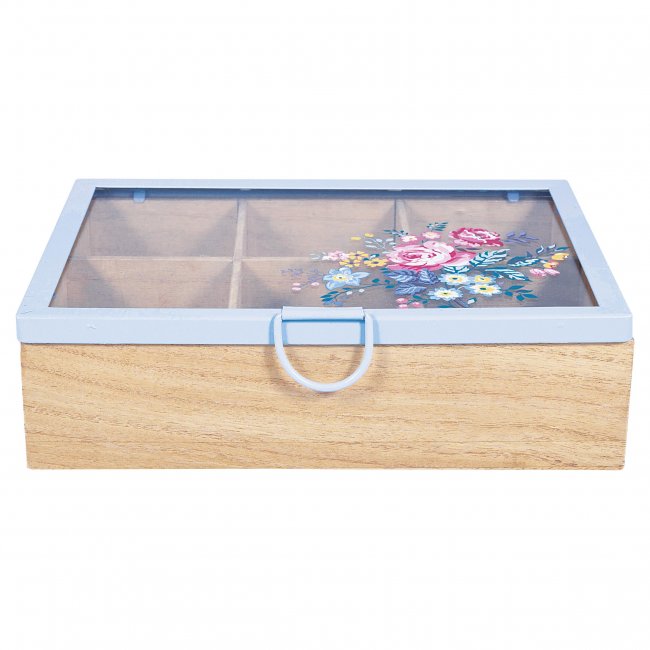 GreenGate Teebox (Tea box) Elina white (6.5 x 16 x 23 cm) - zum Schließen ins Bild klicken