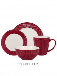 GreenGate Alice Claret Red Dinnerware set 4-parts