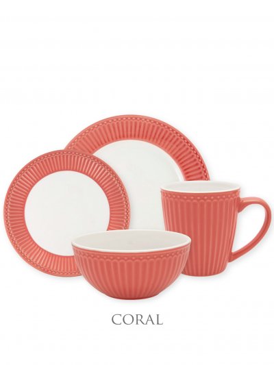 GreenGate Alice Coral Dinnerware set 4-parts