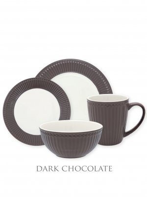 GreenGate Alice Dark Chocolate Geschirrset 4 tlg.