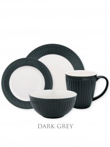 GreenGate Alice Dark Grey Dinnerware set 4-parts