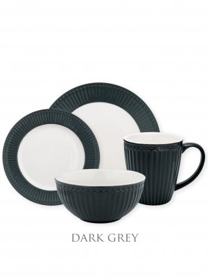 GreenGate Alice Dark Grey Dinnerware set 4-parts