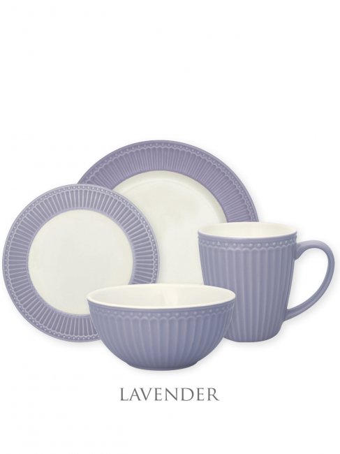 GreenGate Alice Lavender - Paars Serviesset 4-delig - Klik op de afbeelding om het venster te sluiten