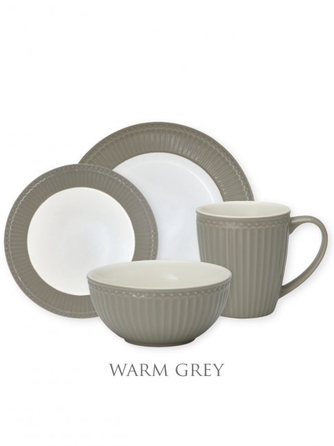 GreenGate Alice Warm Grey Dinnerware set 4-parts - Click Image to Close