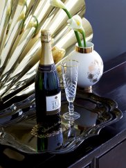 GreenGate Champagne glas met gravering en gouden rand (6 x 20 cm)