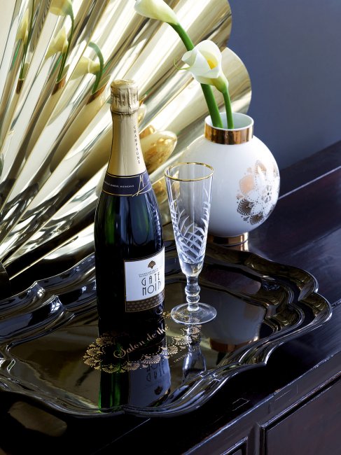 GreenGate Champagne glass with cutting and golden edge (6 x 20 cm) - Click Image to Close
