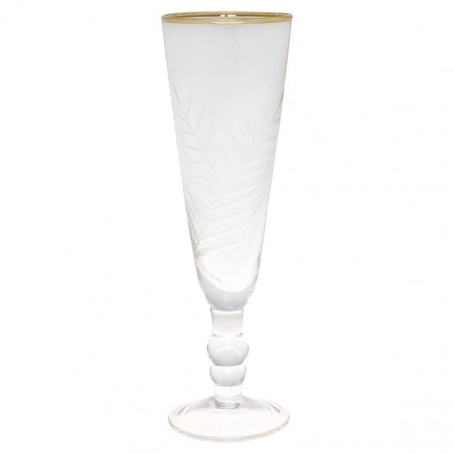 GreenGate Champagne glass with cutting and golden edge (6 x 20 cm) - Click Image to Close