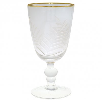GreenGate Wineglass Clear with cutting and golden edge - handmade(8,2 x 16)