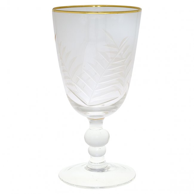 GreenGate Wineglass Clear with cutting and golden edge - handmade(8,2 x 16) - Click Image to Close