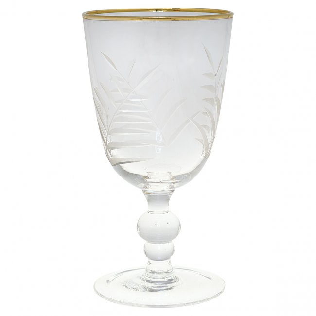 GreenGate Wineglass with cutting and golden edge - handmade (8 x 15 cm) - Click Image to Close