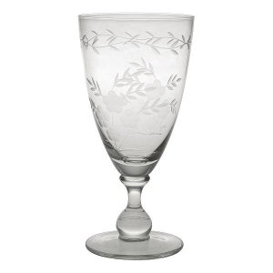 GreenGate Wine glass with cutting Clear - Handmade (18 x 9 cm) 350 ml
