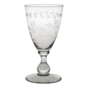 GreenGate wine glass with cutting - handmade (16 x 8,3 cm)- 250 ml