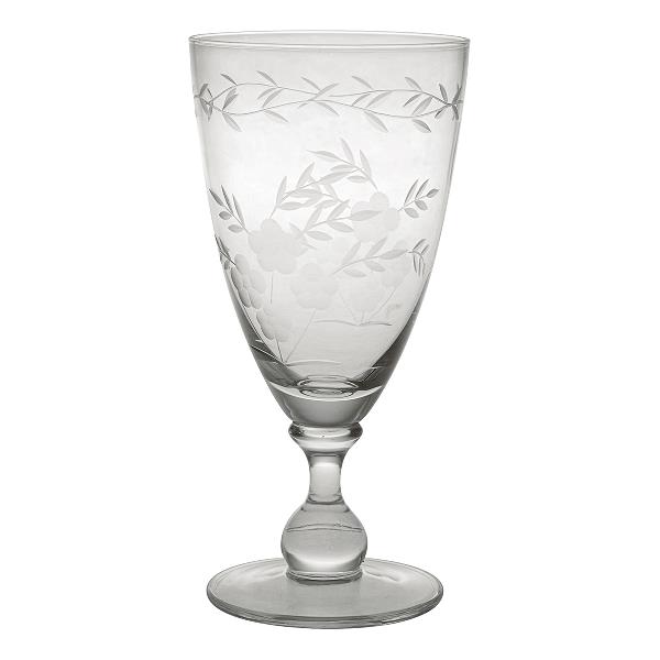 GreenGate Wine glass with cutting Clear - Handmade (18 x 9 cm) 350 ml - Click Image to Close