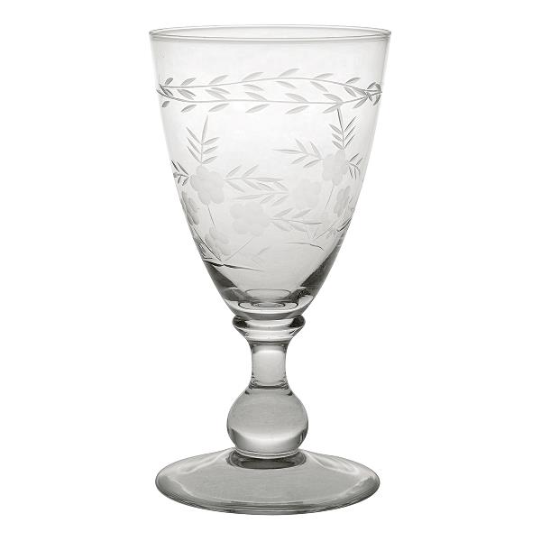GreenGate wine glass with cutting - handmade (16 x 8,3 cm)- 250 ml - Click Image to Close